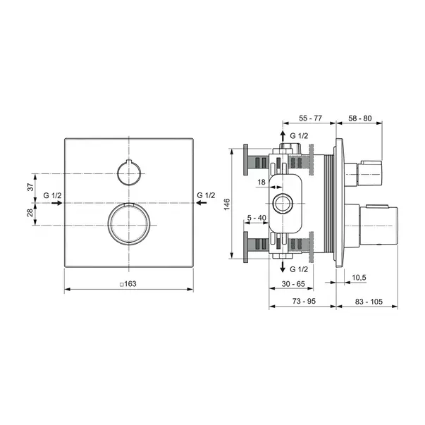 Baterie dus incastrata Ideal Standard Ceratherm C100 auriu periat fara corp ingropat [6]