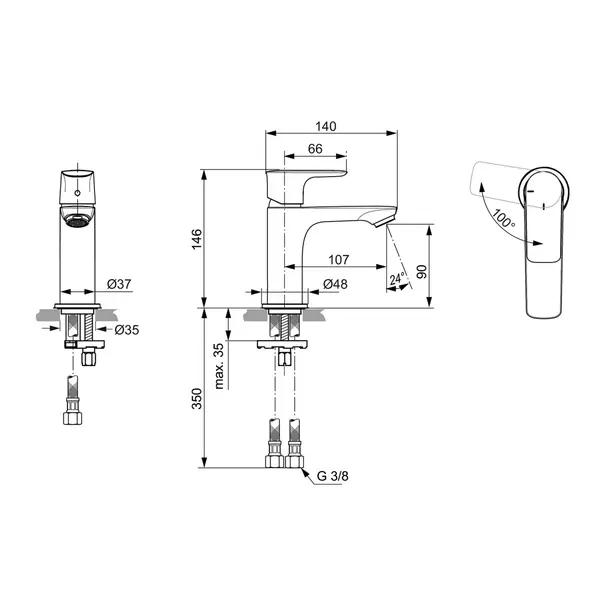 Baterie lavoar Ideal Standard Connect Air BlueStart crom lucios monocomanda [8]