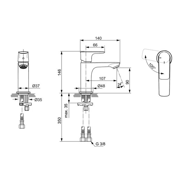 Baterie lavoar Ideal Standard Connect Air BlueStart argintiu Silver Storm monocomanda [6]