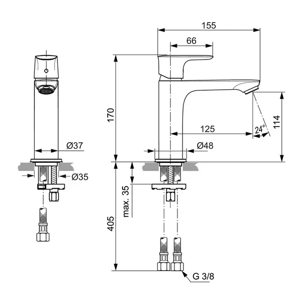 Baterie lavoar tip Grande Ideal Standard Connect Air auriu periat monocomanda [6]