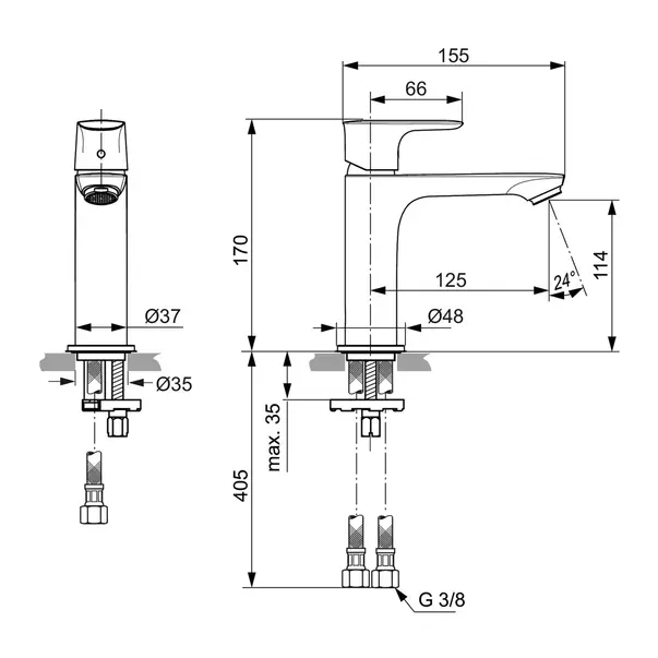 Baterie lavoar tip Grande Ideal Standard Connect Air crom lucios monocomanda [7]