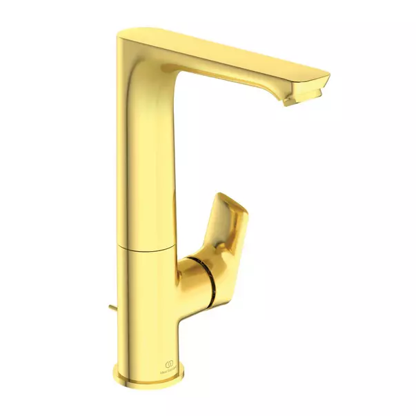 Baterii baie - Baterie lavoar inalta Ideal Standard Connect Air auriu periat cu ventil si pipa rotativa