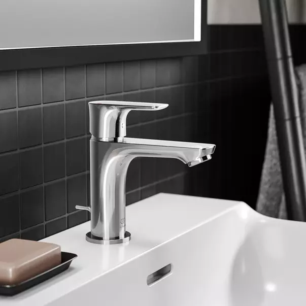 Baterii lavoar - Baterie lavoar Ideal Standard Connect Air pentru presiune scazuta crom lucios cu ventil metalic