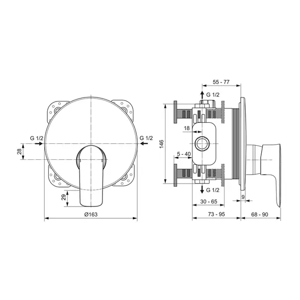 Baterie dus incastrata Ideal Standard Connect Air auriu periat fara corp ingropat [3]