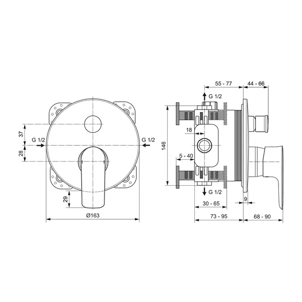 Baterie cada - dus incastrata Ideal Standard Connect Air auriu periat fara corp ingropat [3]