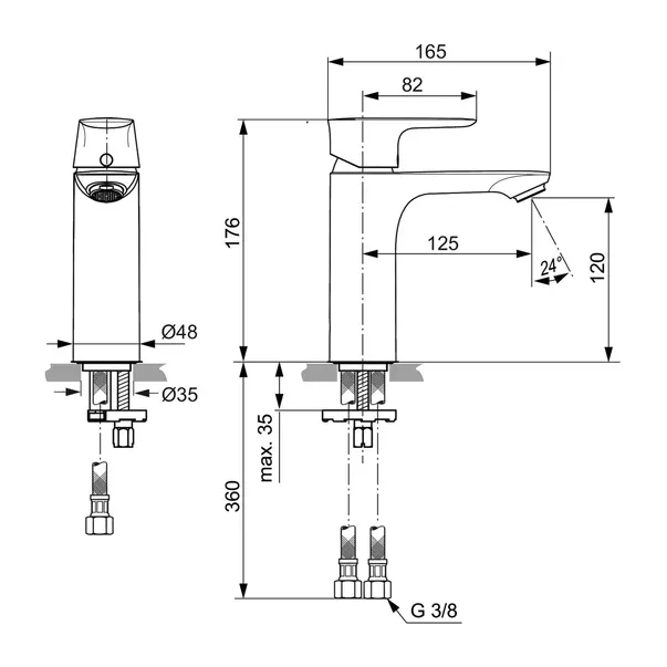 Baterie lavoar Ideal Standard Connect Air Grande pentru proiecte auriu periat [4]