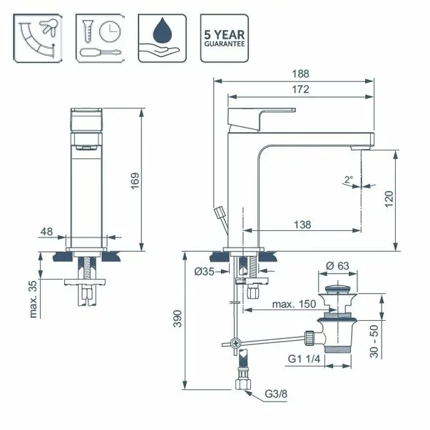 Baterie lavoar Ideal Standard Edge Grande [3]