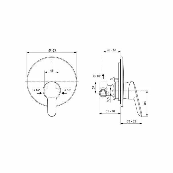 Baterie incastrata dus Ideal Standard Alpha Corp ingropat inclus [2]