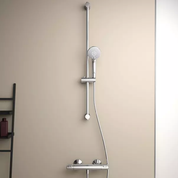 Baterii baie - Baterie dus termostatata Ideal Standard Ceratherm T25 crom lucios cu set de dus cu bara 90 cm