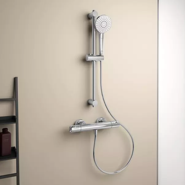 Baterii baie - Baterie dus termostatata Ideal Standard Ceratherm T50 crom lucios cu set de dus cu bara 60 cm