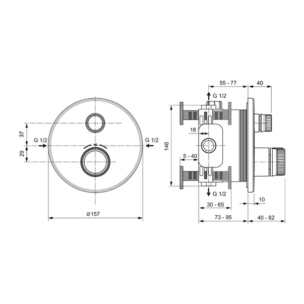 Baterie dus incastrata Ideal Standard Ceratherm Navigo gri Magnetic Grey fara corp ingropat [6]