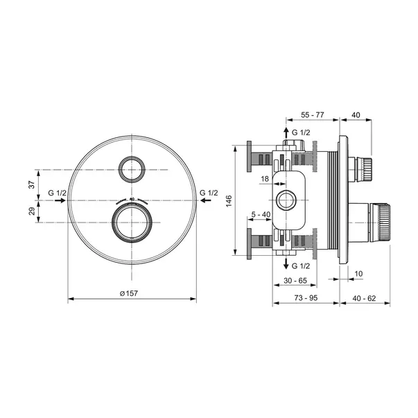 Baterie dus incastrata Ideal Standard Ceratherm Navigo argintiu Silver Storm fara corp ingropat [7]
