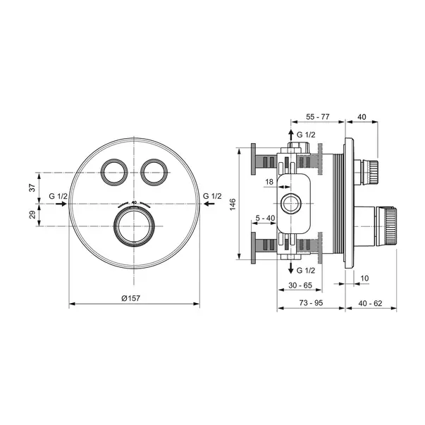 Baterie dus incastrata Ideal Standard Ceratherm Navigo fara corp ingropat gri Magnetic Grey [6]