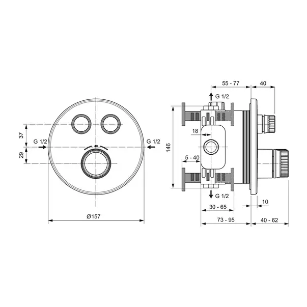 Baterie dus incastrata Ideal Standard Ceratherm Navigo fara corp ingropat argintiu Silver Storm [5]