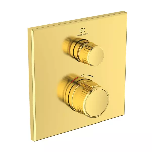 Baterii baie - Baterie dus incastrata Ideal Standard Ceratherm Navigo patrata auriu periat fara corp ingropat