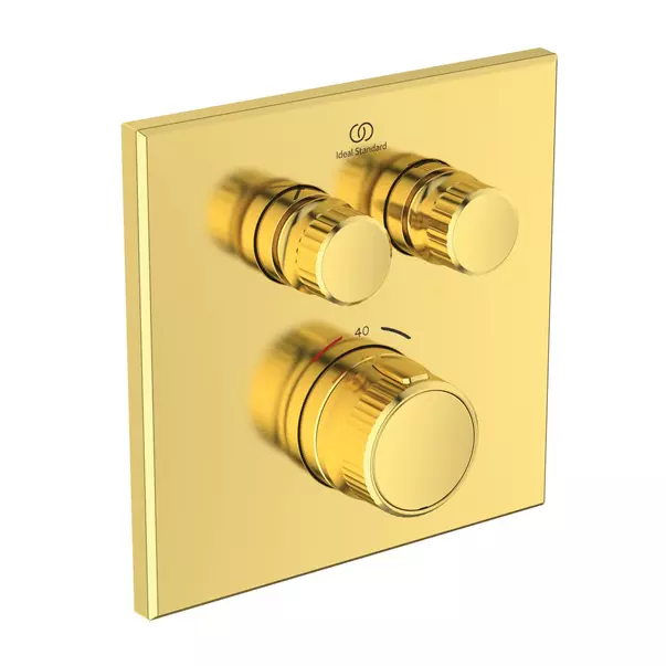 Baterii baie - Baterie dus incastrata Ideal Standard Ceratherm Navigo patrata fara corp ingropat auriu periat