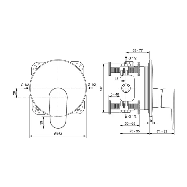 Baterie dus incastrata Ideal Standard Cerafine O argintiu mat fara corp ingropat [3]