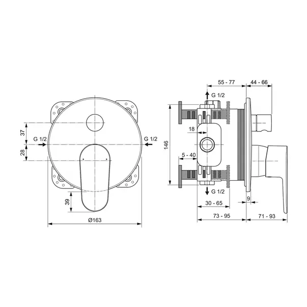 Baterie cada - dus incastrata Ideal Standard Cerafine O rose mat fara corp ingropat [3]