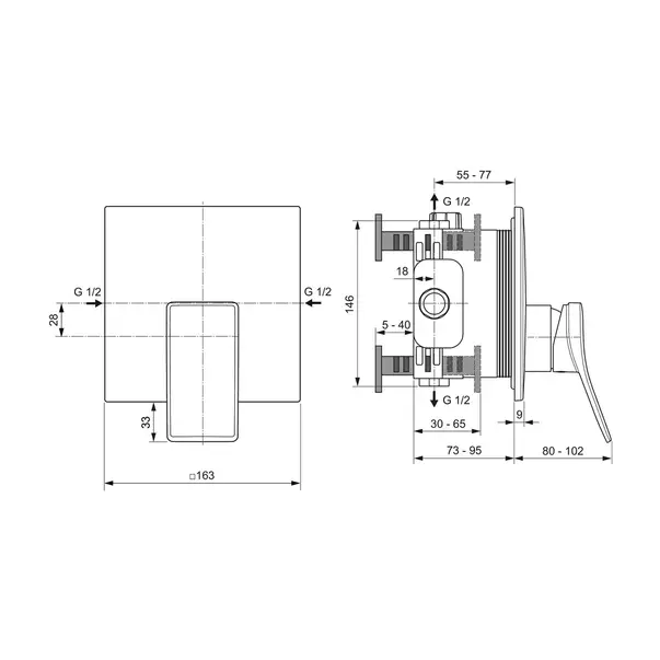 Baterie dus incastrata Ideal Standard Atelier Conca gri Magnetic Grey fara corp ingropat [6]