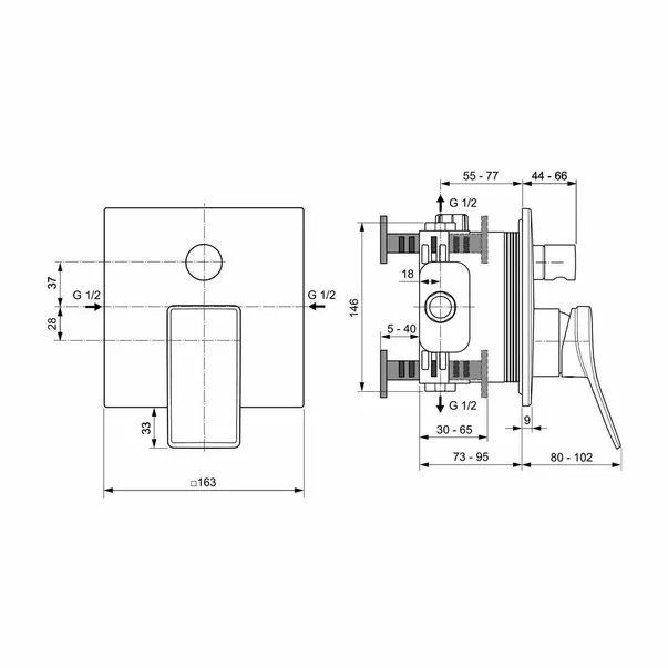 Baterie cada - dus incastrata Ideal Standard Atelier Conca crom lucios fara corp ingropat [7]