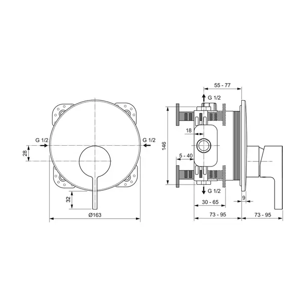 Baterie dus incastrata Ideal Standard Atelier Joy argintiu Silver Storm fara corp ingropat [4]