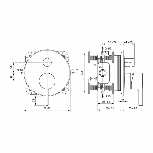 Baterie cada - dus incastrata Ideal Standard Atelier Joy crom lucios fara corp ingropat [8]