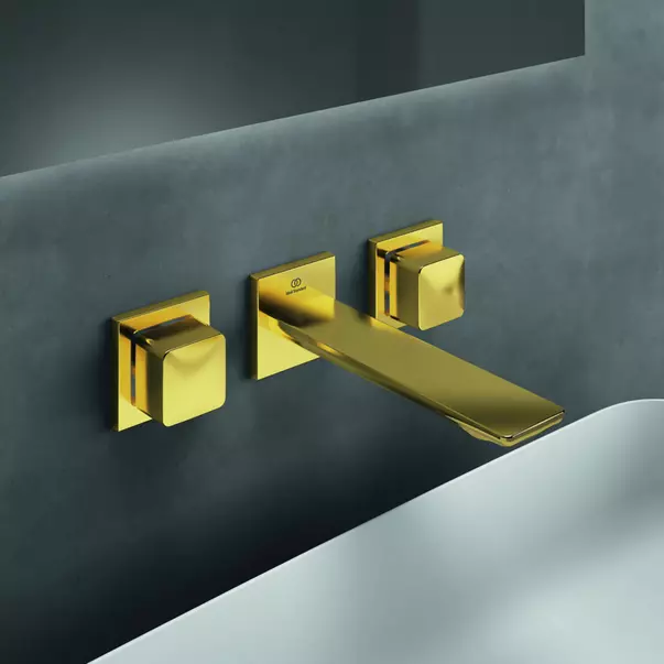 Baterii baie - Baterie lavoar incastrata Ideal Standard Atelier Conca 180 auriu periat cu corp ingropat