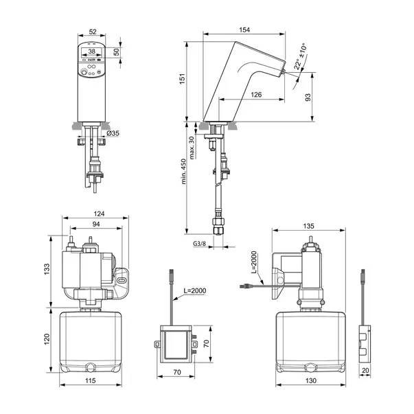 Baterie lavoar electronica Ideal Standard Intellmix negru alimentare la retea [13]