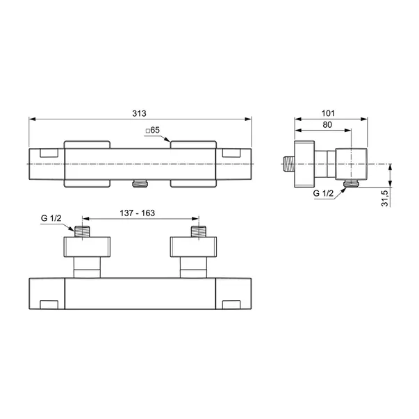 Baterie dus Ideal Standard Ceratherm C100 termostatata crom lucios [4]