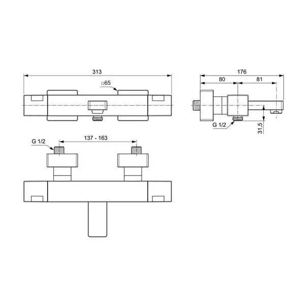 Baterie cada - dus Ideal Standard Ceratherm C100 termostatata crom lucios [5]