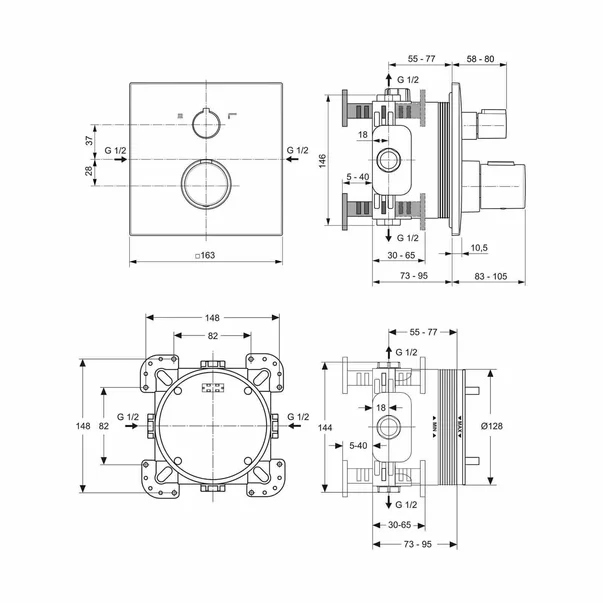 Sistem de dus incastrat Ideal Standard Ceratherm C100 crom lucios [10]