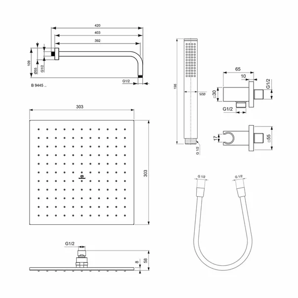 Sistem de dus incastrat Ideal Standard Ceratherm C100 crom lucios [12]