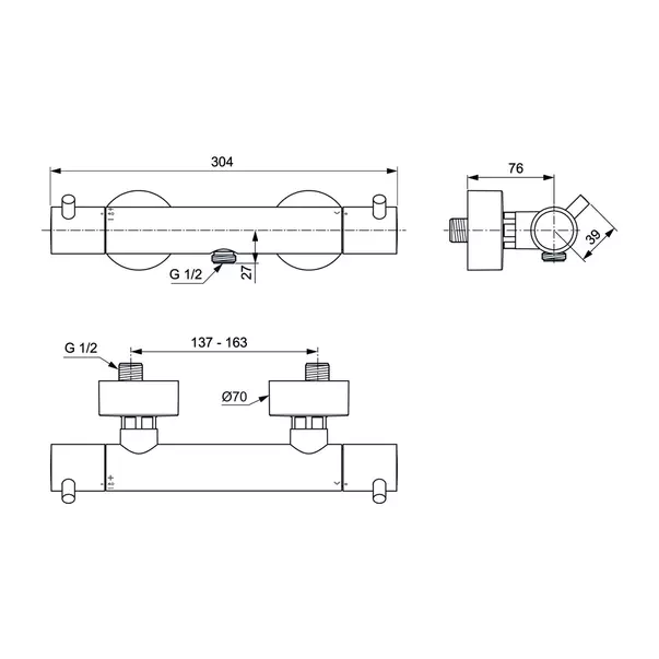 Baterie dus termostatata Ideal Standard Ceratherm T125 auriu periat [6]