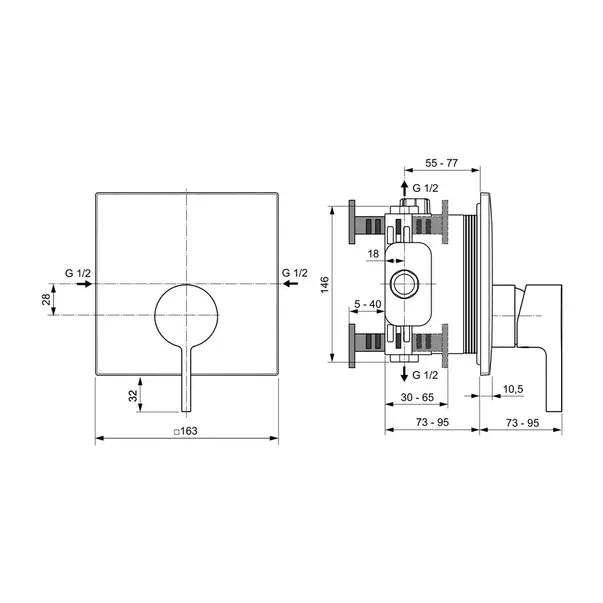 Baterie dus Ideal Standard Atelier Joy Neo crom lucios fara corp ingropat [3]