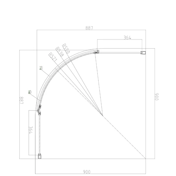 Cabina de dus semirotunda cu usa cu balamale Omnires Manhattan crom/transparent 90x90 cm [3]