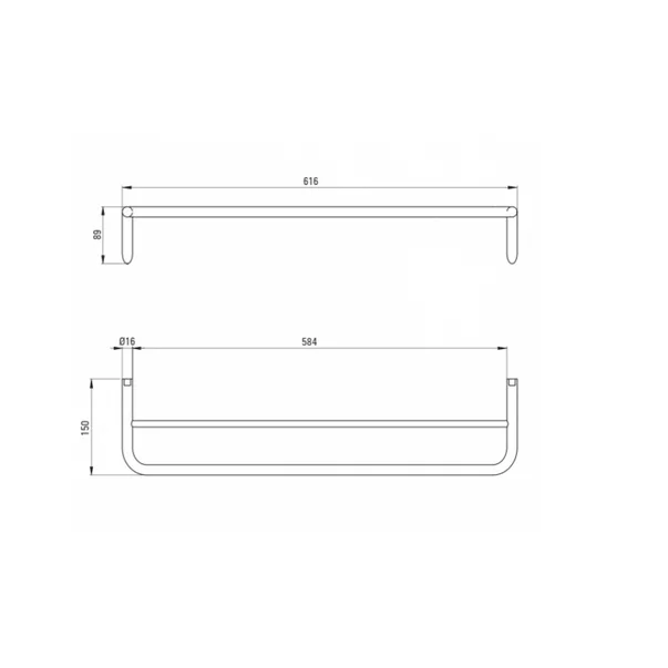 Bara dubla portprosop crom periat Deante Silia 61.5 cm [2]