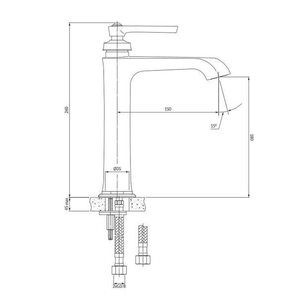 Baterie lavoar inalta Omnires Armance 26 cm [2]