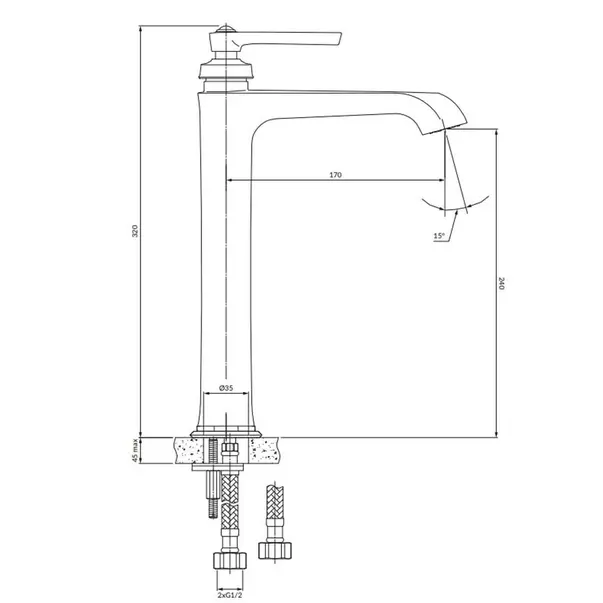 Baterie lavoar inalta Omnires Armance 32 cm [2]