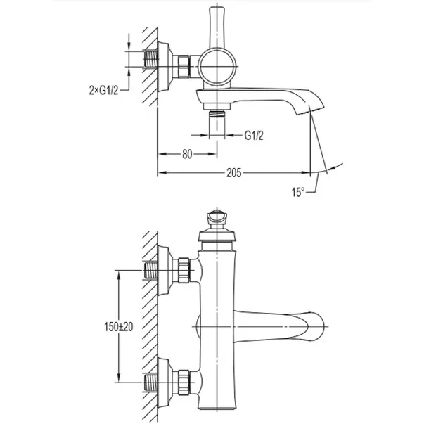 Baterie cada monocomanda cupru periat Omnires Armance [2]