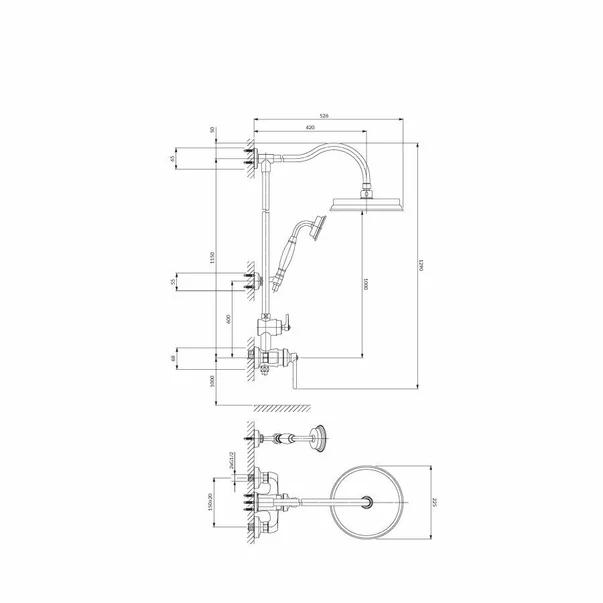 Coloana de dus cu baterie monocomanda alama periata Omnires Armance [2]