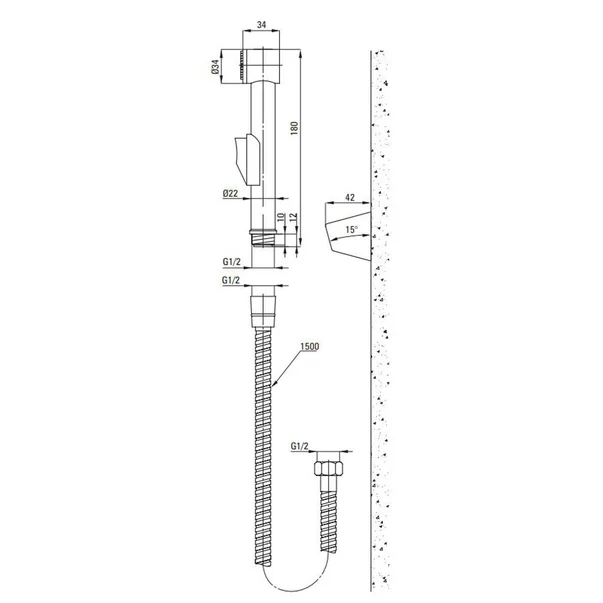 Dus igienic Deante Bidetta cu suport fix 150 cm [4]