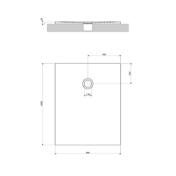 Cadita de dus compozit Omnires AquaPure M+ dreptunghiulara alb mat 80x100 cm [1]
