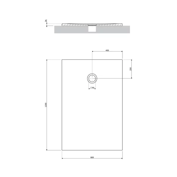 Cadita de dus compozit Omnires AquaPure M+ dreptunghiulara alb mat 80x120 cm [1]