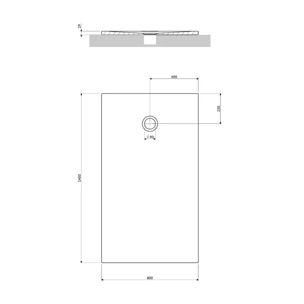 Cadita de dus compozit Omnires AquaPure M+ dreptunghiulara alb mat 80x140 cm [1]