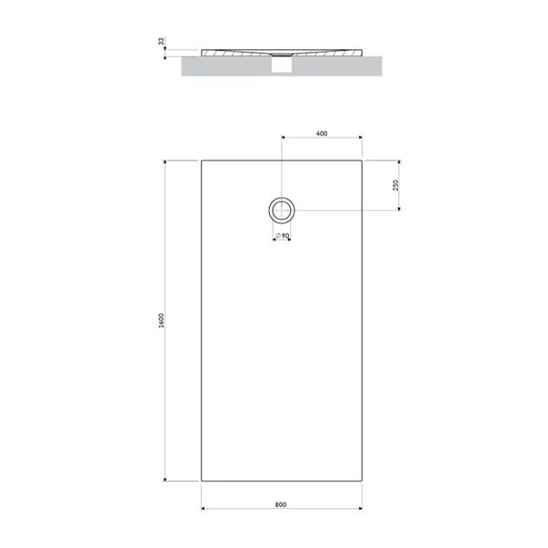 Cadita de dus compozit Omnires AquaPure M+ dreptunghiulara alb mat 80x160 cm [1]