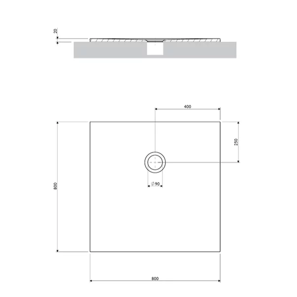 Cadita de dus compozit Omnires AquaPure M+ patrata alb mat 80x80 cm [1]