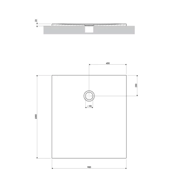 Cadita de dus compozit Omnires AquaPure M+ dreptunghiulara alb mat 90x100 cm [1]