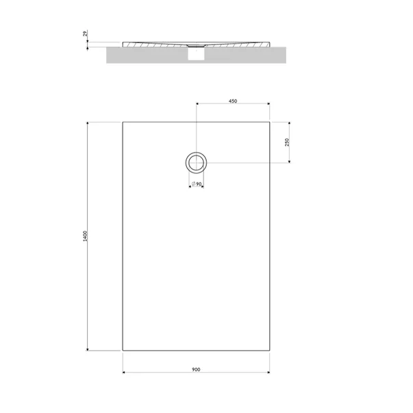Cadita de dus compozit Omnires AquaPure M+ dreptunghiulara alb mat 90x140 cm [1]