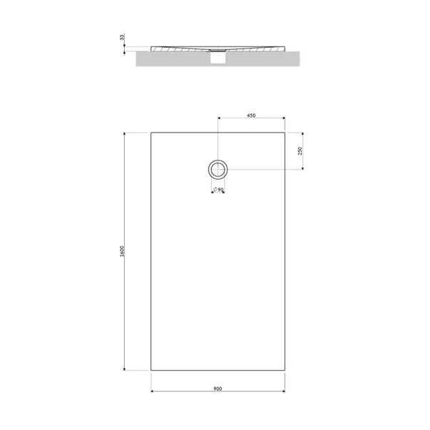 Cadita de dus compozit Omnires AquaPure M+ dreptunghiulara alb mat 90x160 cm [1]