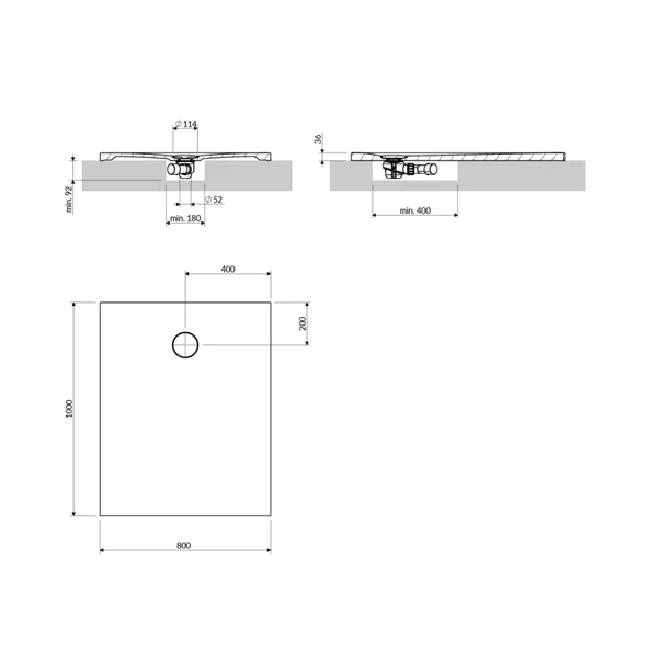 Cadita de dus compozit Omnires AquaRock M+ dreptunghiulara terracotta mat 80x100 cm [3]